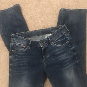 H&M bootcut, low waist, denim jeans.